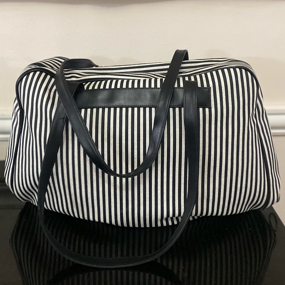 Óscar de la Renta Black and White Striped Bag